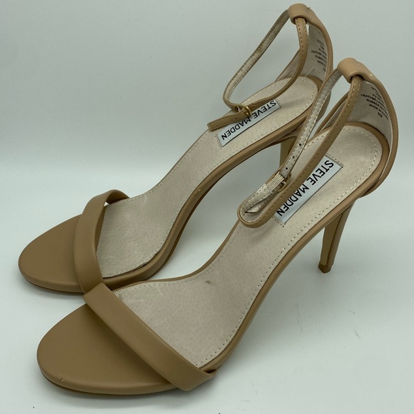 Steve Madden Stecy Nude Tan Beige Strappy Heels Size 10M - Picture 14 of 16